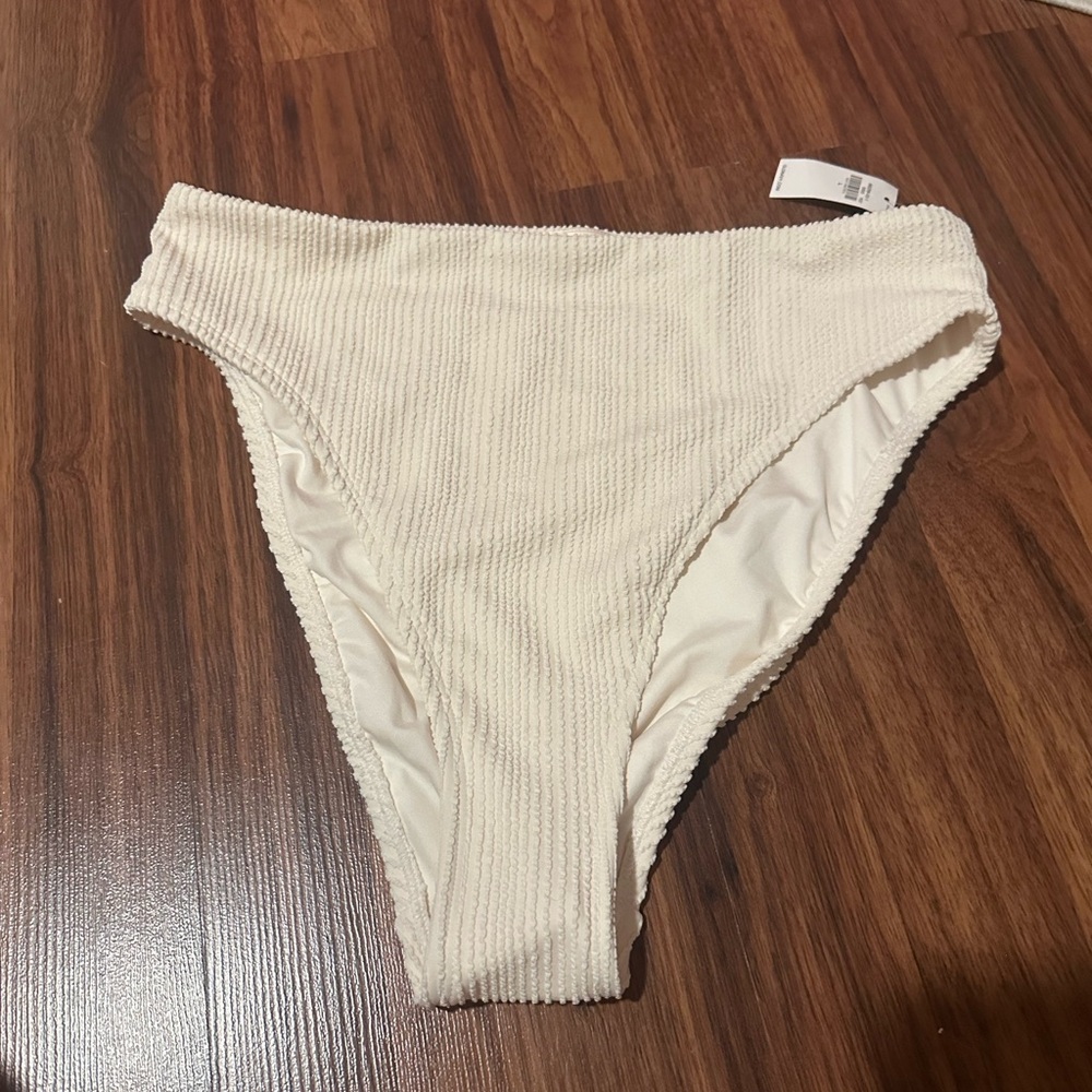 Ribbed High Waisted High Leg Bikini Bottom